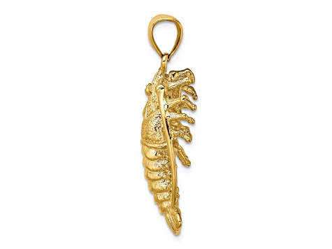 14k Yellow Gold Textured Florida Lobster Charm