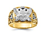 10K Two-Tone Yellow and White Gold Men's Textured and Enameled 33rd Degree Masonic Ring