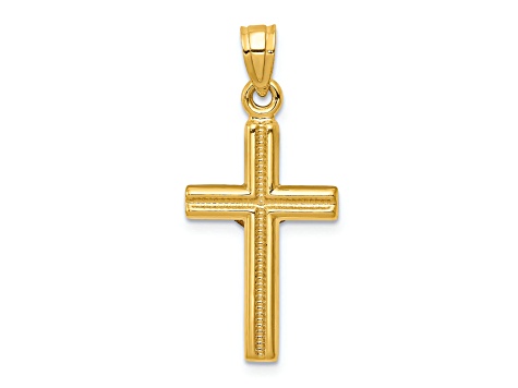 14K Yellow Gold Hollow Crucifix Pendant