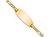 14k Yellow Gold Semi-Solid Oval Figaro Link ID Bracelet