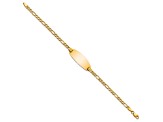 14k Yellow Gold Semi-Solid Oval Figaro Link ID Bracelet