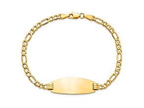 14k Yellow Gold Oval ID Figaro Link Bracelet