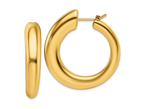 14K Yellow Gold Round Hoop Earrings