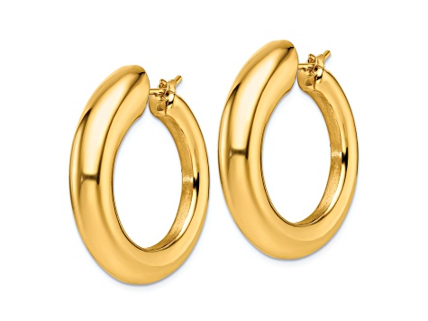 14K Yellow Gold Round Hoop Earrings