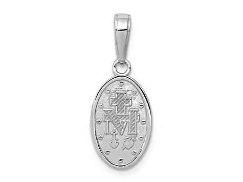 Rhodium Over 14K White Gold Miraculous Medal Charm