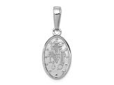 Rhodium Over 14K White Gold Miraculous Medal Charm