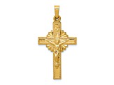 14K Yellow Gold INRI Hollow Crucifix Pendant