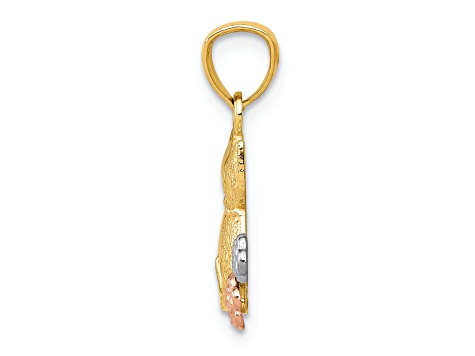 14K Yellow and Rose Gold with White Rhodium Cats Pendant