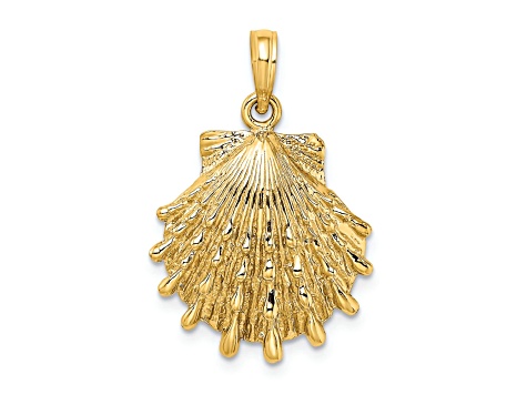 14k Yellow Gold Textured Lions Paw Shell Pendant