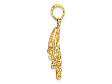 14k Yellow Gold Textured Lions Paw Shell Pendant