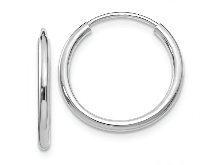 Rhodium Over 10k White Gold 5/8" Polished Endless Hoop Earrings