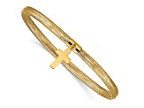 10k Yellow Gold Slip-On Mesh Cross Dangle Stretch Bracelet