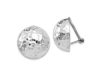 Picture of Rhodium Over 14k White Gold 18mm Hammered Non-pierced Stud Earrings