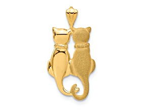 14K Yellow Gold Satin and Polished Cats Pendant