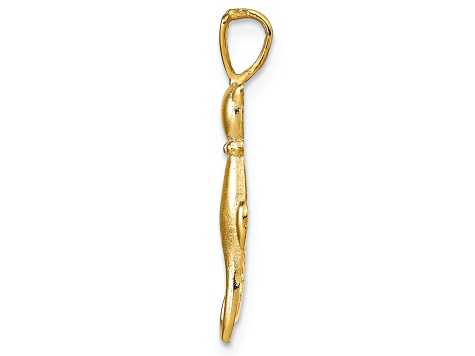 14K Yellow Gold Satin and Polished Cats Pendant