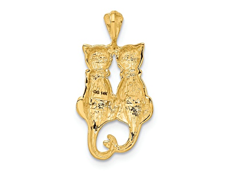 14K Yellow Gold Satin and Polished Cats Pendant