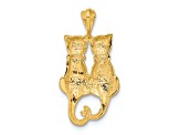 14K Yellow Gold Satin and Polished Cats Pendant