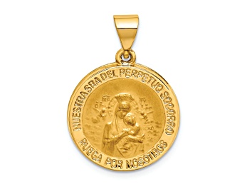 Picture of 14k Yellow Gold Polished and Satin Spanish Perpetuo Socorro Medal Pendant