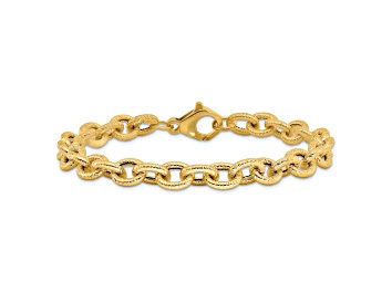 Picture of 14K Yellow Gold Polished and Textured Fancy Link Bracelet
