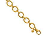 18K Yellow Gold 14mm Hammered Oval Link 8 inch Bracelet