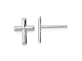 Rhodium Over 14k White Gold Polished Cross Stud Earrings