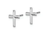 Rhodium Over 14k White Gold Polished Cross Stud Earrings