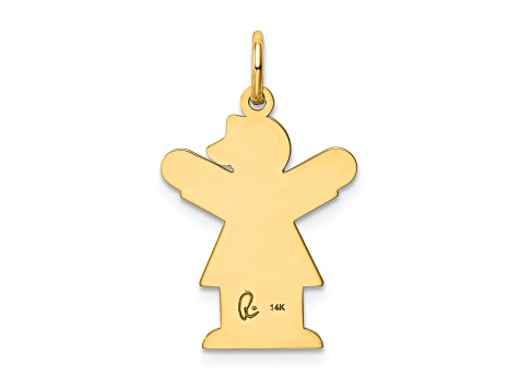 14k Yellow Gold Satin Girl with Bow Kid Charm