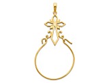 14K Yellow Gold Fancy Cross Charm Holder Pendant