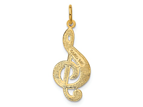 14k Yellow Gold Brushed and Textured Treble Clef Pendant