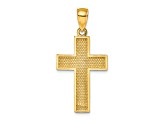 14k Yellow Gold Textured Block Cross Pendant