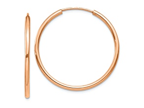 10k Rose Gold Polished 1 3/16" Endless Tube Hoop Earrings