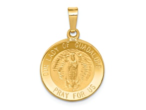 14k Yellow Gold Polished and Satin Our Lady Guadalupe Medal Pendant