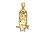 14k Yellow Gold Textured Owl Charm