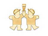 14k Yellow Gold Satin Small Double Boys Charm