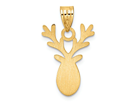 14K Yellow Gold Enameled Reindeer Charm Pendant