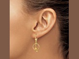 14k Yellow Gold 3D Dolphin Jumping Through Hoop Dangle Earrings