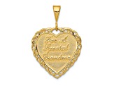 14k Yellow Gold Textured Reversible FOR A SPECIAL GRANDMA Heart Pendant