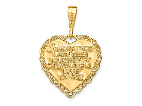 14k Yellow Gold Textured Reversible FOR A SPECIAL GRANDMA Heart Pendant