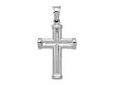 Rhodium Over 14K White Gold Hollow Cross Pendant