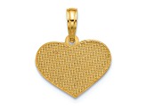 14k Yellow Gold Polished and Textured Stars on Heart Pendant