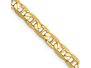14k Yellow Gold 3.75mm Solid Concave Mariner 26 Inch Chain