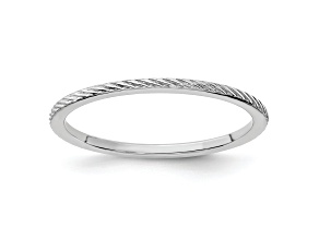Rhodium Over 10K White Gold 1.2mm Twisted Wire Pattern Stackable Expressions Band