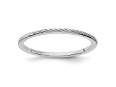 Rhodium Over 10K White Gold 1.2mm Twisted Wire Pattern Stackable Expressions Band