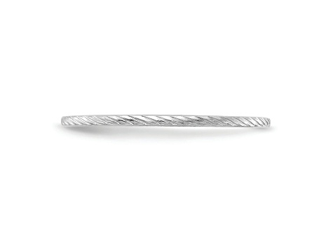 Rhodium Over 10K White Gold 1.2mm Twisted Wire Pattern Stackable Expressions Band