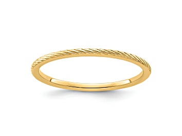 14K Yellow Gold 1.2mm Twisted Wire Pattern Stackable Expressions