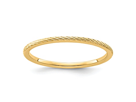 10K Yellow Gold 1.2mm Twisted Wire Pattern Stackable Expressions Band