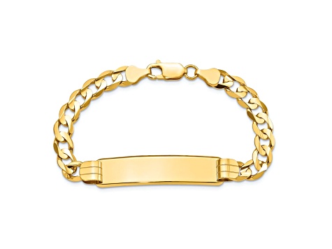 K14イエローゴールド IDブレスレット　14金 14k Yellow Gold Curb Link ID Bracelet - 123PLA | JTV