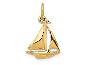 14k Yellow Gold Sailboat Charm Pendant