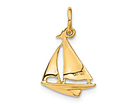 14k Yellow Gold Sailboat Charm Pendant