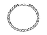 Rhodium Over 14k White Gold 5mm Diamond-Cut Double Link Charm Bracelet